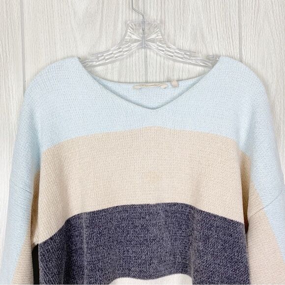 Soft Surroundings | Lisbeth Chenille Striped V Neck Sweater Size Petite XL - Picture 3 of 12